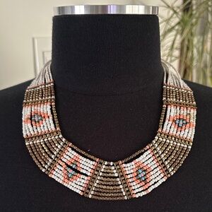 Aztec Beaded Neutral Tone Necklace